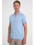 Slim Fit Apaş Yaka Modal Karışımlı Kısa Kol Mavi Gömlek G 1590 4