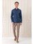 Slim Fit Düğmeli Yaka Dokulu %100 Pamuk Klasik Lacivert Gömlek Gk 724 2
