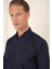 Slim Fit Düğmeli Yaka Dokulu %100 Pamuk Klasik Lacivert Gömlek Gk 726 5