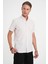 Comfort Fit Düğme Yaka Kısa Kol %100 Keten Düz Bej Gömlek G 1596 3
