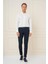 Slim Fit Düğmeli Yaka Dokulu %100 Pamuk Klasik Beyaz Gömlek Gk 726 6