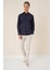 Slim Fit Düğmeli Yaka Dokulu %100 Pamuk Klasik Lacivert Gömlek Gk 726 1