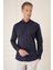 Slim Fit Düğmeli Yaka Dokulu %100 Pamuk Klasik Lacivert Gömlek Gk 726 2