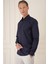 Slim Fit Düğmeli Yaka Dokulu %100 Pamuk Klasik Lacivert Gömlek Gk 726 3