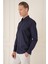 Slim Fit Düğmeli Yaka Dokulu %100 Pamuk Klasik Lacivert Gömlek Gk 726 4