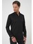 Slim Fit Düğmeli Yaka Pamuklu Klasik Siyah Gömlek Gk 736 5