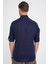 Comfort Fit Düğme Yaka Katlanır Kol %100 Keten Düz Lacivert Gömlek G 1595 5