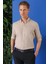 Comfort Fit Düğmeli Yaka %100 Keten Apoletli Casuel Bej Gömlek G 1564 1