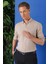 Comfort Fit Düğmeli Yaka %100 Keten Apoletli Casuel Bej Gömlek G 1564 2