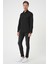 Slim Fit Dokulu Düğmeli Yaka Pamuklu Klasik Siyah Gömlek Gk 739 2