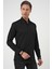 Slim Fit Dokulu Düğmeli Yaka Pamuklu Klasik Siyah Gömlek Gk 739 4
