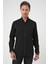Slim Fit Dokulu Düğmeli Yaka Pamuklu Klasik Siyah Gömlek Gk 739 5
