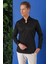 Slim Fit Düğmeli Yaka Uzun Kol Pamuklu Klasik Siyah Gömlek Gk 716 2