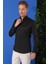Slim Fit Düğmeli Yaka Uzun Kol Pamuklu Klasik Siyah Gömlek Gk 716 3