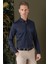 Slim Fit Düğmeli Yaka Esnek Pamuk Klasik Lacivert Gömlek Gk 708 1