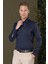 Slim Fit Düğmeli Yaka Esnek Pamuk Klasik Lacivert Gömlek Gk 708 3