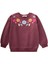 Çiçek Nakışlı Sweatshirt 2-7 Yaş Mürdüm 1