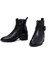 Kadın Siyah Fermuarlı Kısa Kalın Topuklu Deri Bot 25WFD202818 3