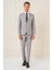 Slim Fit Jakarlı Çift Yırtmaç Klasik Gri Takım Elbise Tk 893 1