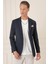 Comfort Fit Çift Yırtmaç Fleto Cep Esnek Pamuk Casual Lacivert Ceket C 675 2