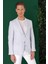 Comfort Fit Çift Yırtmaç %100 Keten Casual Mavi Ceket C 668 1