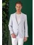 Comfort Fit Çift Yırtmaç %100 Keten Casual Mavi Ceket C 668 2