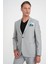 Slim Fit Torba Cep Esnek Pamuk Düz Gri Blazer Ceket C 712 3