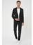 Comfort Fit Mono Yaka Çift Yırtmaç Torba Cep Gofre Kumaş Casual Siyah Ceket C 703 2