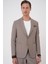 Comfort Fit Mono Yaka Çift Yırtmaç Torba Cep Gofre Kumaş Casual Vizon Ceket C 703 1