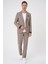 Comfort Fit Mono Yaka Çift Yırtmaç Torba Cep Gofre Kumaş Casual Vizon Ceket C 703 4