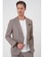 Comfort Fit Mono Yaka Çift Yırtmaç Torba Cep Gofre Kumaş Casual Vizon Ceket C 703 5