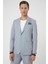 Comfort Fit Mono Yaka Çift Yırtmaç Torba Cep Kendinden Desenli Casual Gri Ceket C 705 1