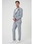 Comfort Fit Mono Yaka Çift Yırtmaç Torba Cep Kendinden Desenli Casual Gri Ceket C 705 4