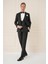 Black 077 Slim Fit Çıkma Saten Yaka Yelekli Siyah Damatlık Smokin Takım 1