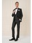 Black 077 Slim Fit Çıkma Saten Yaka Yelekli Siyah Damatlık Smokin Takım 2