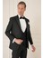 Black 077 Slim Fit Çıkma Saten Yaka Yelekli Siyah Damatlık Smokin Takım 5