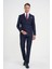 Slim Fit Çift Yırtmaç Çizgili Kruvaze Klasik Koyu Lacivert Takım Elbise Tk 925 1