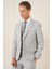 Slim Fit Dokulu Çift Yırtmaç Yelekli Klasik Gri Takım Elbise Tk 898 5