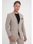 Slim Fit Mono Yaka Fleto Cepli Çift Yırtmaçlı Casual Vizon Ceket C 710 3