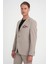 Slim Fit Mono Yaka Fleto Cepli Çift Yırtmaçlı Casual Vizon Ceket C 710 4