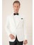 Black 035 Slim Fit Saten Yaka Çift Yırtmaçlı Tek Düğmeli Krem Damatlık Smokin Ceket 3