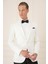 Black 035 Slim Fit Saten Yaka Çift Yırtmaçlı Tek Düğmeli Krem Damatlık Smokin Ceket 4