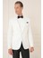 Black 035 Slim Fit Saten Yaka Çift Yırtmaçlı Tek Düğmeli Krem Damatlık Smokin Ceket 5