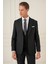 Slim Fit Kırlangıç Yaka Çift Yırtmaçlı Yelekli Klasik Siyah Takım Elbise Tk 895 4