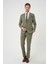 Slim Fit Çift Yırtmaç Keten Karışımlı Yelekli Klasik Haki Takım Elbise Tk 914 2
