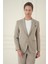 Slim Fit Mono Yaka Çift Yırtmaç Torba Cep Casual Bej Ceket C 698 1