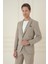 Slim Fit Mono Yaka Çift Yırtmaç Torba Cep Casual Bej Ceket C 698 3