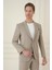Slim Fit Mono Yaka Çift Yırtmaç Torba Cep Casual Bej Ceket C 698 4