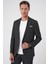 Comfort Fit Mono Yaka Çift Yırtmaç Torba Cep Casual Siyah Ceket C 701 1