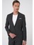 Comfort Fit Mono Yaka Çift Yırtmaç Torba Cep Casual Siyah Ceket C 701 3